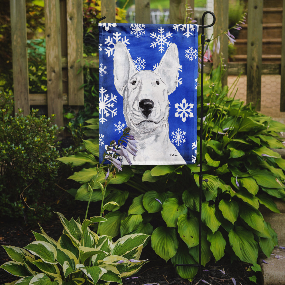 Bull Terrier Winter Snowflakes Garden Flag Mailbox Decorative Yard Banner Outside Patio Artwork for Flower Beds, Garden Size, Multicolor