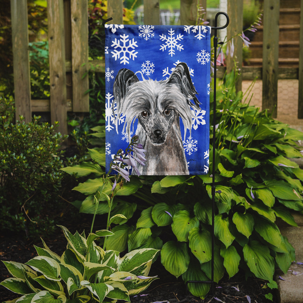 Chinese Crested Winter Snowflakes Garden Flag Mailbox Decorative Yard Banner Outside Patio Artwork for Flower Beds, Garden Size, Multicolor