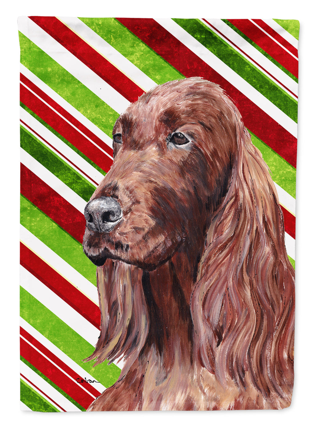Irish Setter Candy Cane Christmas Garden Flag Mailbox Decorative Yard Banner Outside Patio Artwork for Flower Beds, Garden Size, Multicolor