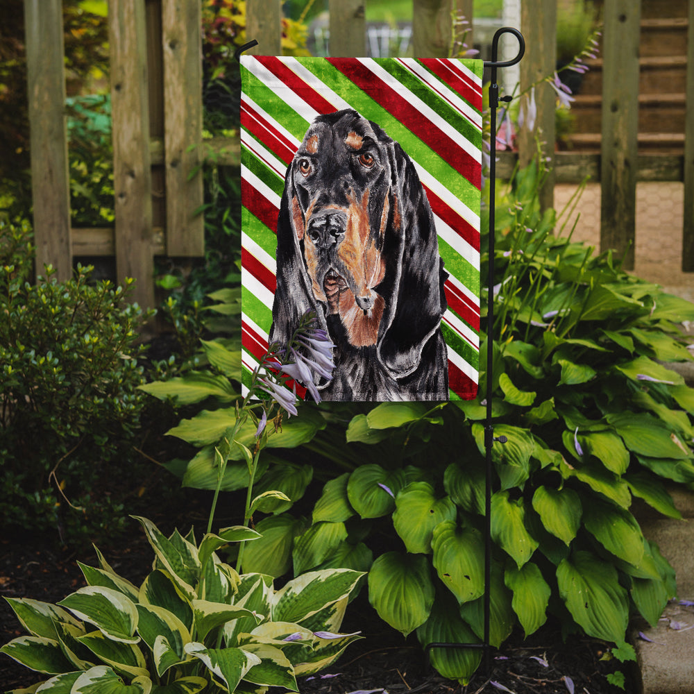 Black and Tan Coonhound Candy Cane Christmas Garden Flag Mailbox Decorative Yard Banner Outside Patio Artwork for Flower Beds, Garden Size, Multicolor