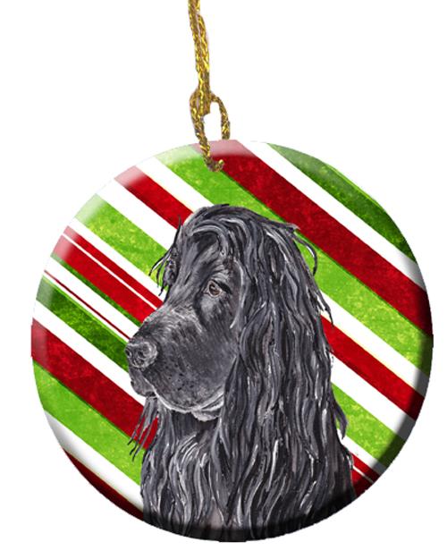 Black Cocker Spaniel Candy Cane Christmas Ceramic Ornament Christmas Tree Hanging Decorations for Home Christmas Holiday, Party, Gift, 3 in, Multicolor
