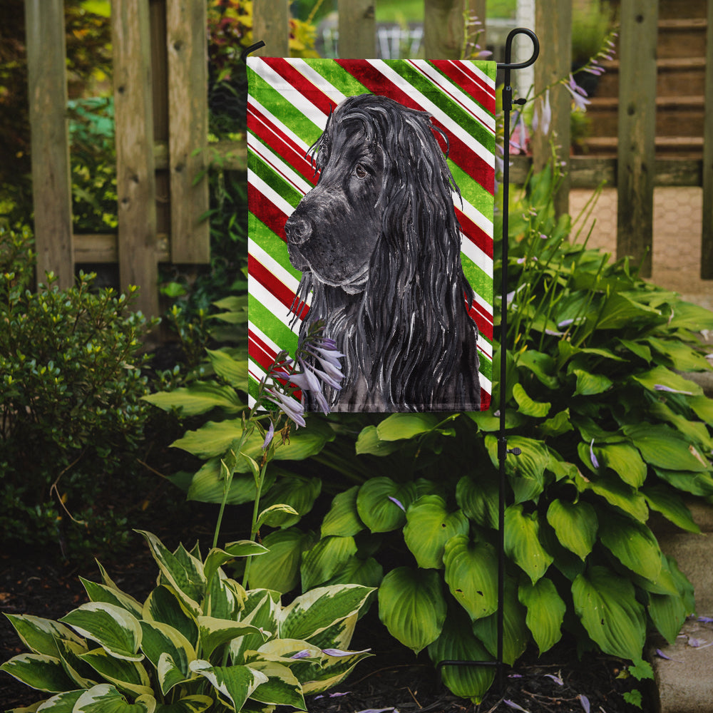 Black Cocker Spaniel Candy Cane Christmas Garden Flag Mailbox Decorative Yard Banner Outside Patio Artwork for Flower Beds, Garden Size, Multicolor