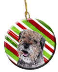 Border Terrier Candy Cane Christmas Ceramic Ornament Christmas Tree Hanging Decorations for Home Christmas Holiday, Party, Gift, 3 in, Multicolor