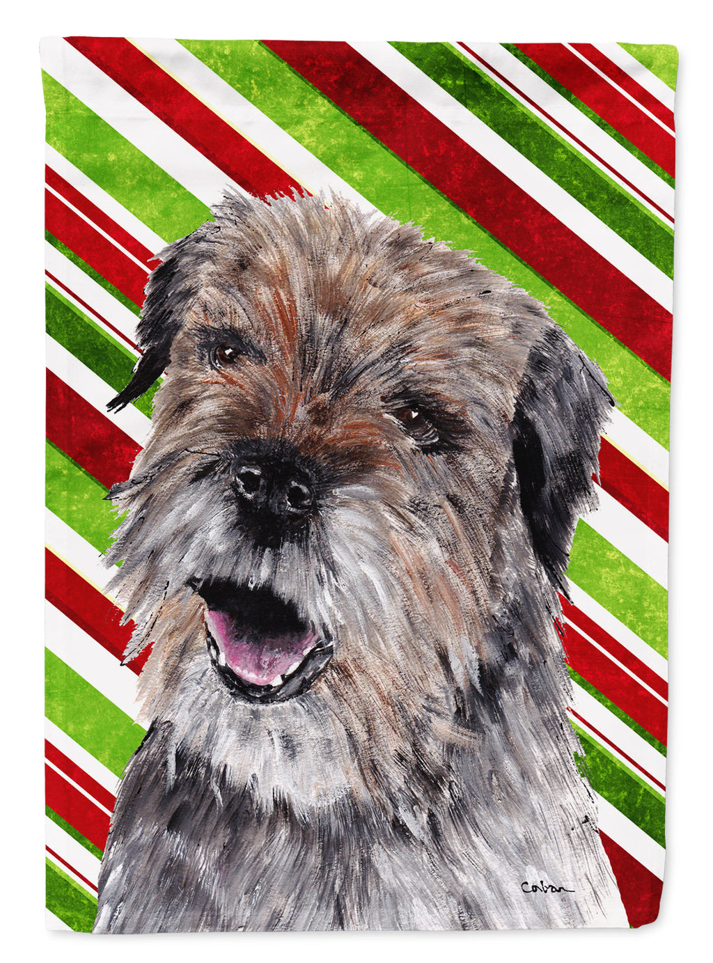 Border Terrier Candy Cane Christmas Garden Flag Mailbox Decorative Yard Banner Outside Patio Artwork for Flower Beds, Garden Size, Multicolor