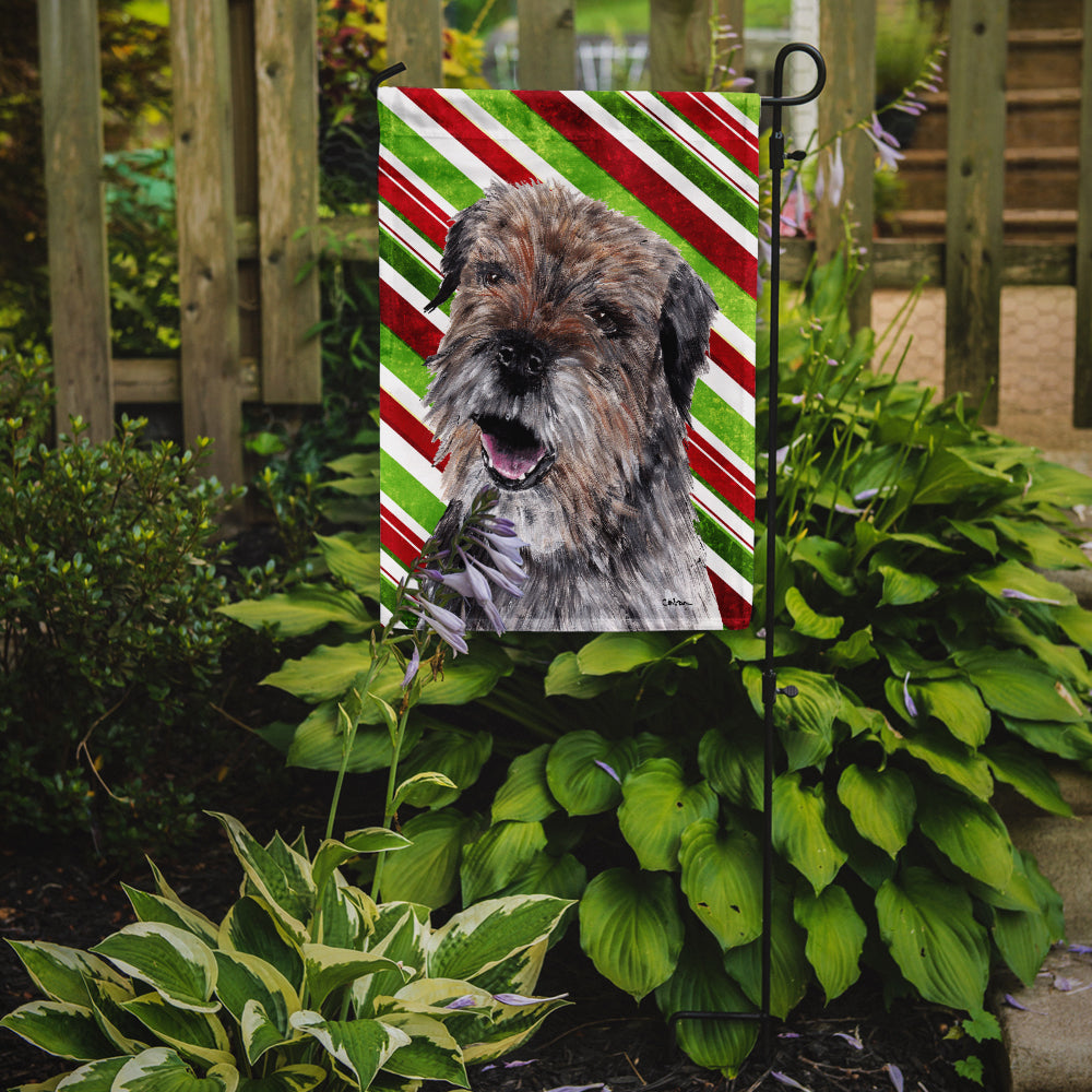 Border Terrier Candy Cane Christmas Garden Flag Mailbox Decorative Yard Banner Outside Patio Artwork for Flower Beds, Garden Size, Multicolor