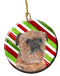 Brussels Griffon Candy Cane Christmas Ceramic Ornament Christmas Tree Hanging Decorations for Home Christmas Holiday, Party, Gift, 3 in, Multicolor
