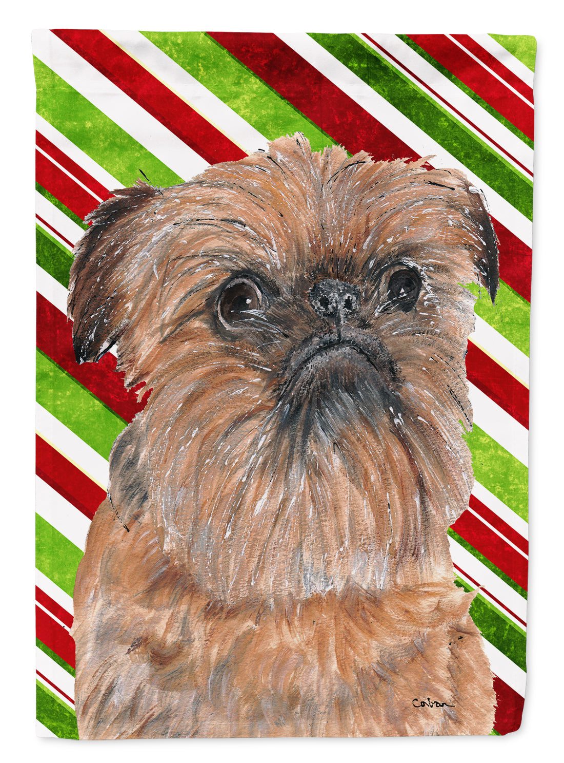 Brussels Griffon Candy Cane Christmas Garden Flag Mailbox Decorative Yard Banner Outside Patio Artwork for Flower Beds, Garden Size, Multicolor