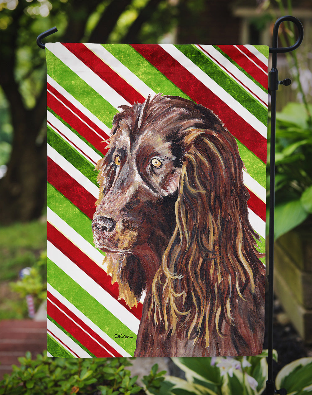 Boykin Spaniel Candy Cane Christmas Garden Flag Mailbox Decorative Yard Banner Outside Patio Artwork for Flower Beds, Garden Size, Multicolor