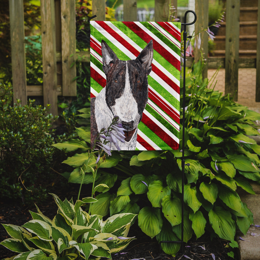 Bull Terrier Candy Cane Christmas Garden Flag Mailbox Decorative Yard Banner Outside Patio Artwork for Flower Beds, Garden Size, Multicolor