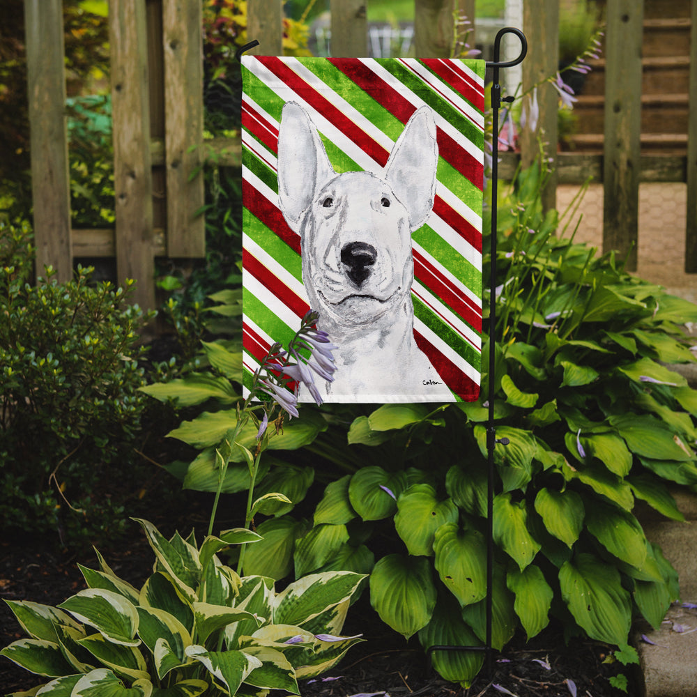 Bull Terrier Candy Cane Christmas Garden Flag Mailbox Decorative Yard Banner Outside Patio Artwork for Flower Beds, Garden Size, Multicolor
