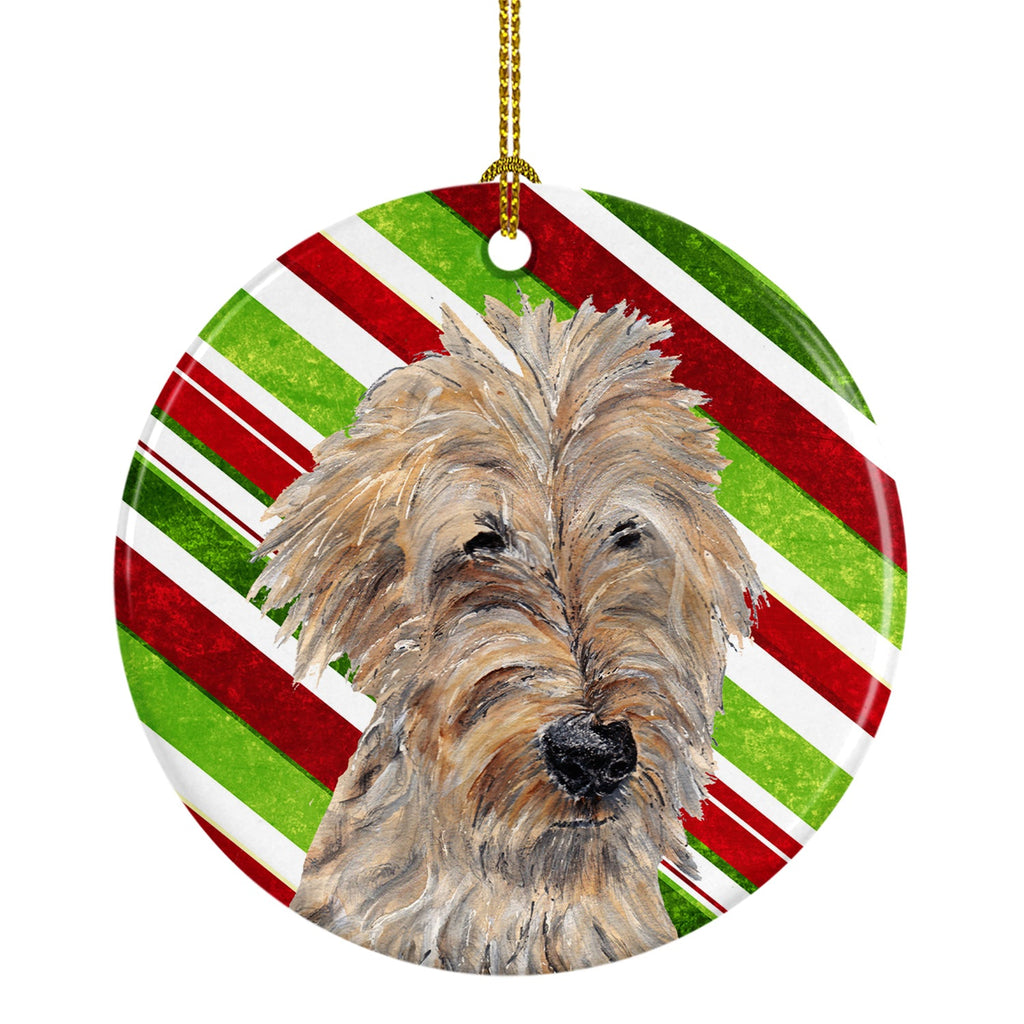 Golden Doodle Candy Cane Christmas Ceramic Ornament Christmas Tree Hanging Decorations for Home Christmas Holiday, Party, Gift, 3 in, Multicolor