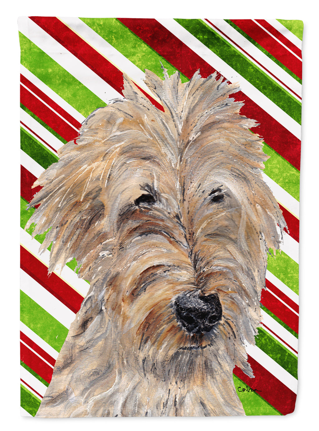 Golden Doodle Candy Cane Christmas Garden Flag Mailbox Decorative Yard Banner Outside Patio Artwork for Flower Beds, Garden Size, Multicolor