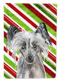Chinese Crested Candy Cane Christmas Garden Flag Mailbox Decorative Yard Banner Outside Patio Artwork for Flower Beds, Garden Size, Multicolor