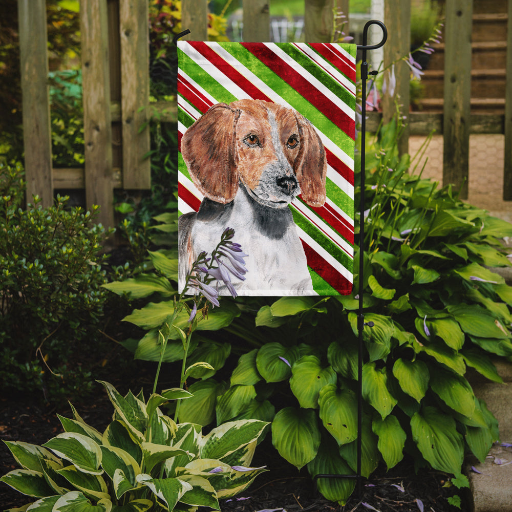 English Foxhound Candy Cane Christmas Garden Flag Mailbox Decorative Yard Banner Outside Patio Artwork for Flower Beds, Garden Size, Multicolor