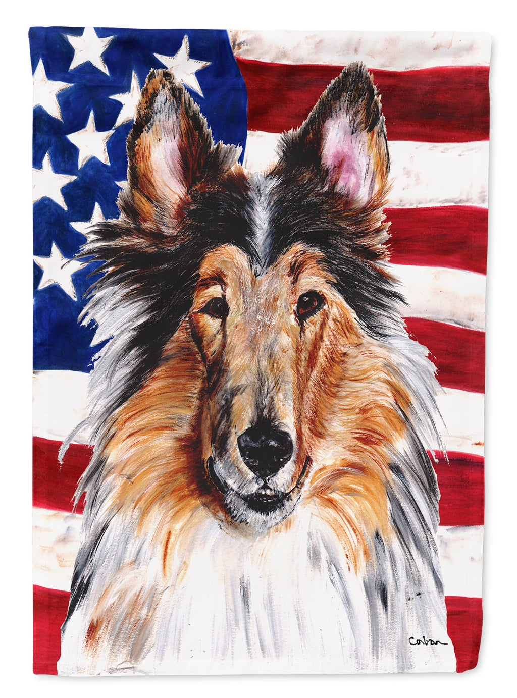 Collie with American Flag USA Garden Flag Mailbox Decorative Yard Banner Outside Patio Artwork for Flower Beds, Garden Size, Multicolor