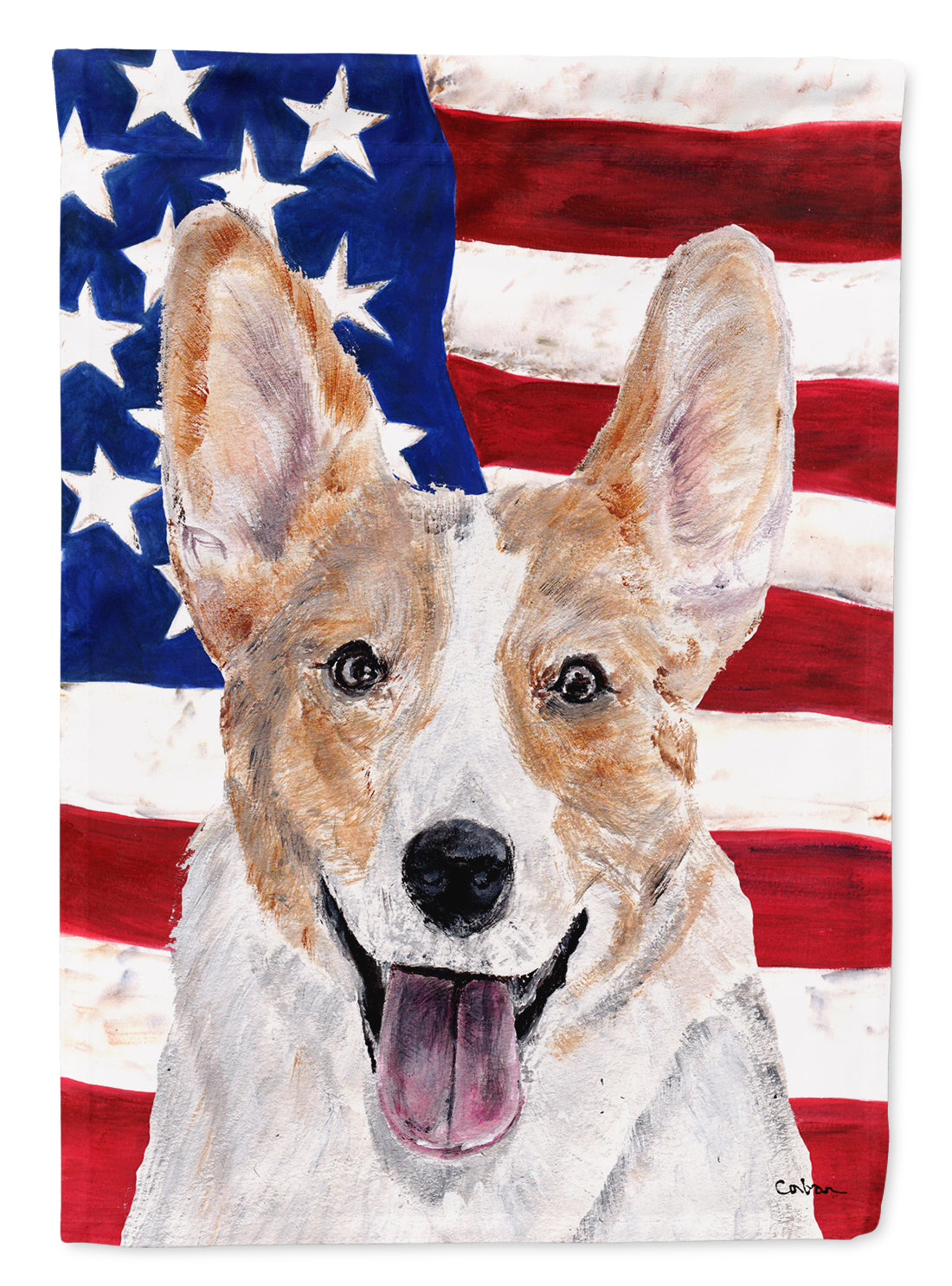 Cardigan Corgi with American Flag USA Garden Flag Mailbox Decorative Yard Banner Outside Patio Artwork for Flower Beds, Garden Size, Multicolor