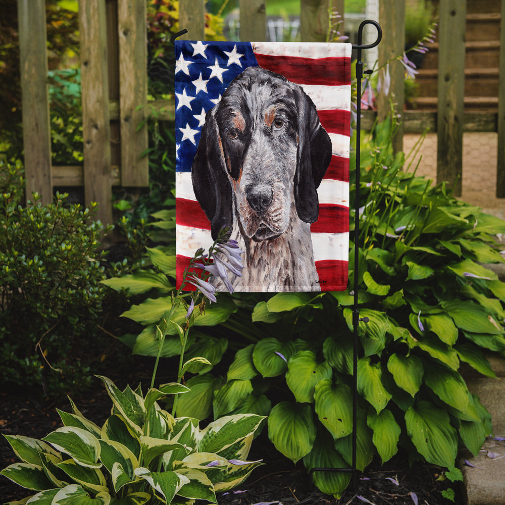 Blue Tick Coonhound with American Flag USA Garden Flag Mailbox Decorative Yard Banner Outside Patio Artwork for Flower Beds, Garden Size, Multicolor