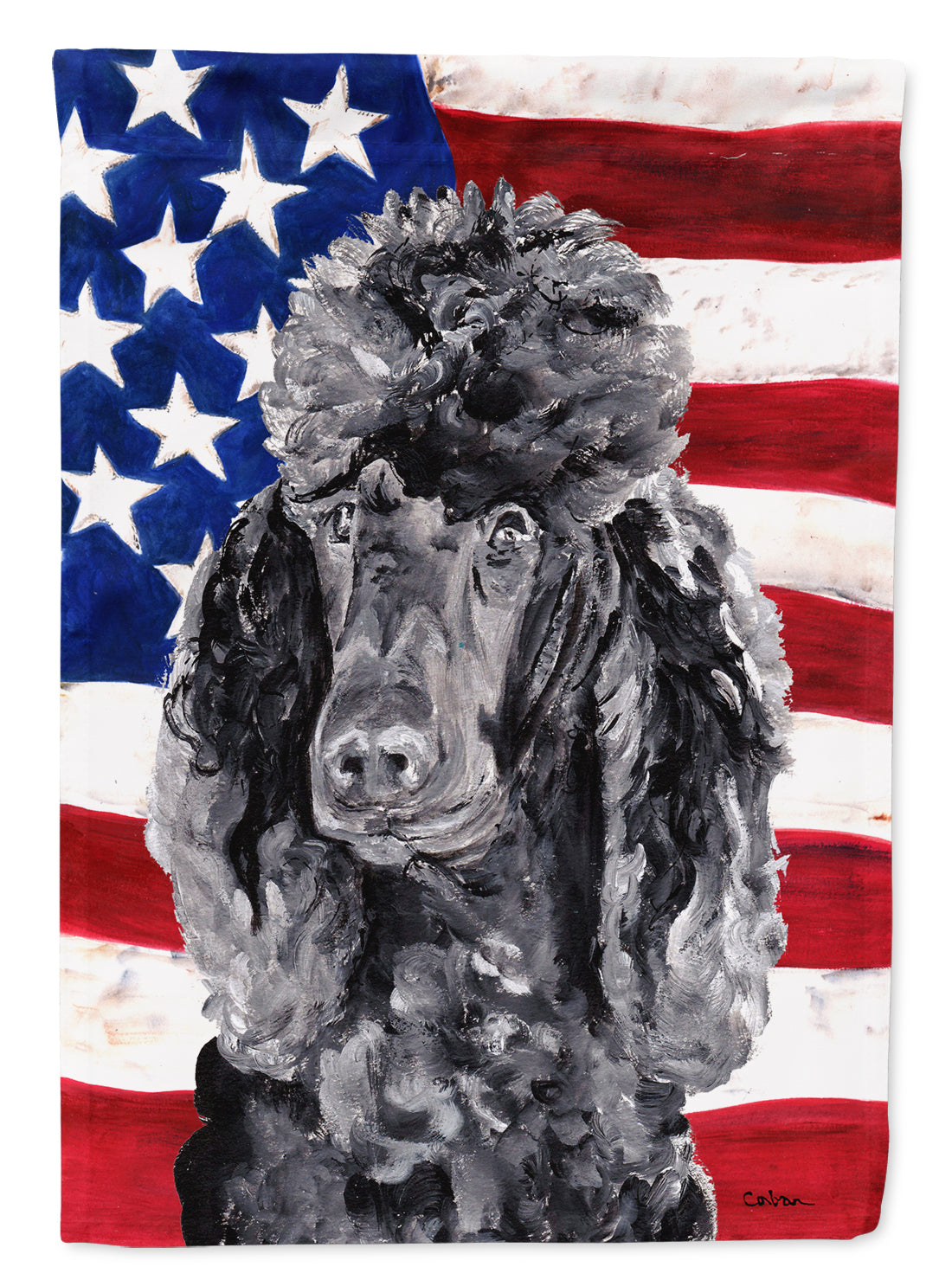 Black Standard Poodle with American Flag USA Garden Flag Mailbox Decorative Yard Banner Outside Patio Artwork for Flower Beds, Garden Size, Multicolor