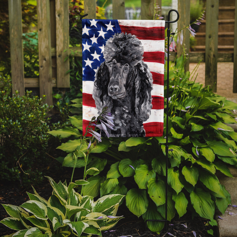 Black Standard Poodle with American Flag USA Garden Flag Mailbox Decorative Yard Banner Outside Patio Artwork for Flower Beds, Garden Size, Multicolor