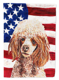 Red Miniature Poodle with American Flag USA Garden Flag Mailbox Decorative Yard Banner Outside Patio Artwork for Flower Beds, Garden Size, Multicolor