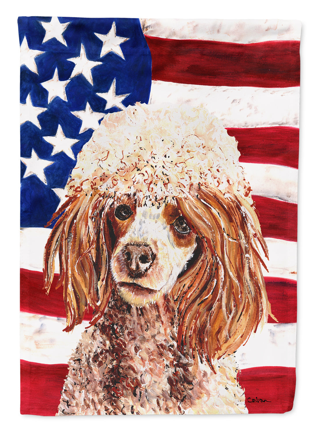Red Miniature Poodle with American Flag USA Garden Flag Mailbox Decorative Yard Banner Outside Patio Artwork for Flower Beds, Garden Size, Multicolor
