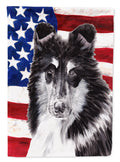Black and White Collie with American Flag USA Garden Flag Mailbox Decorative Yard Banner Outside Patio Artwork for Flower Beds, Garden Size, Multicolor
