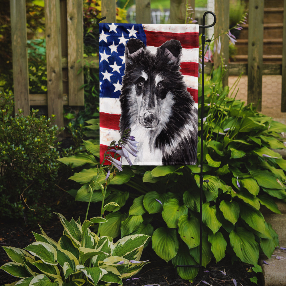 Black and White Collie with American Flag USA Garden Flag Mailbox Decorative Yard Banner Outside Patio Artwork for Flower Beds, Garden Size, Multicolor