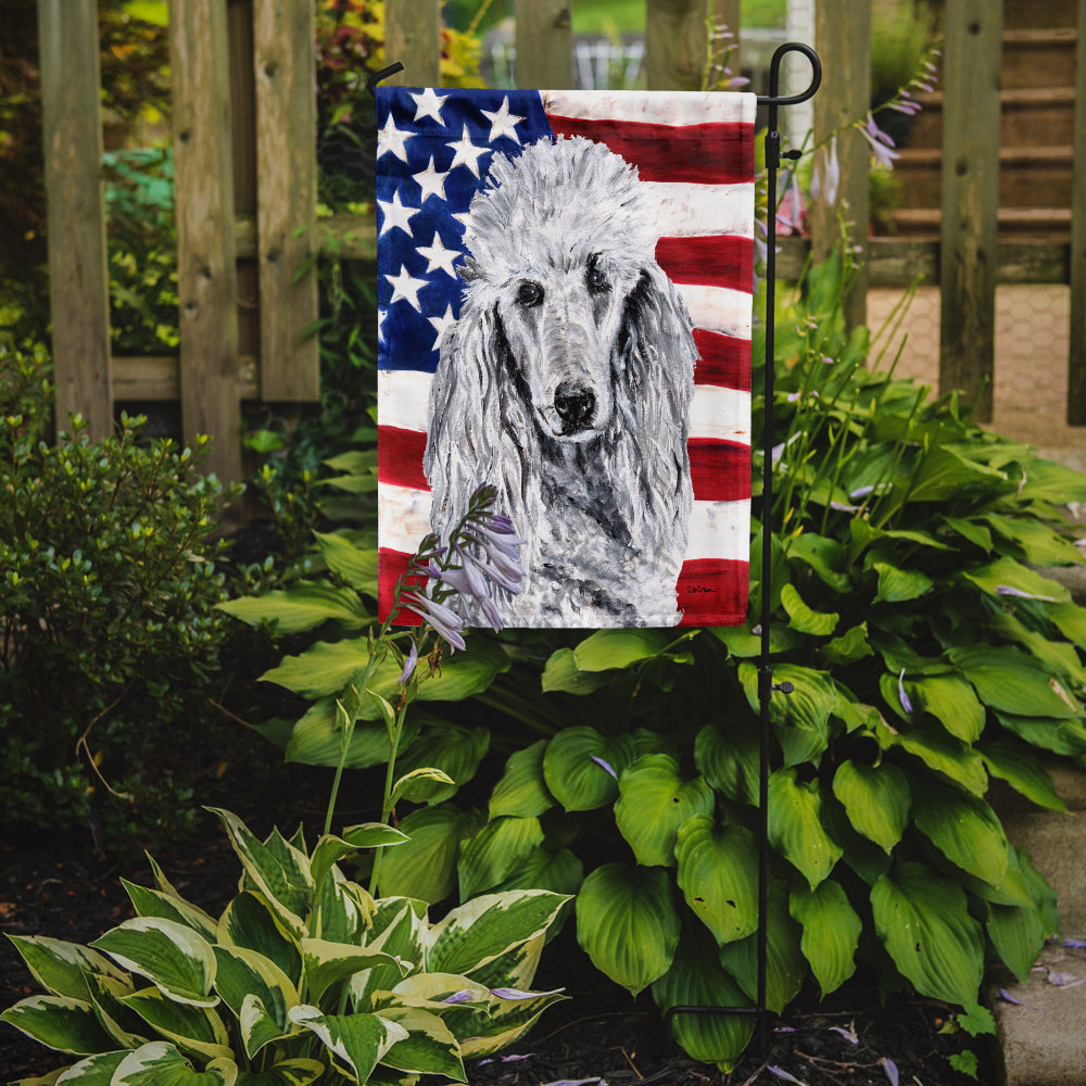 White Standard Poodle with American Flag USA Garden Flag Mailbox Decorative Yard Banner Outside Patio Artwork for Flower Beds, Garden Size, Multicolor