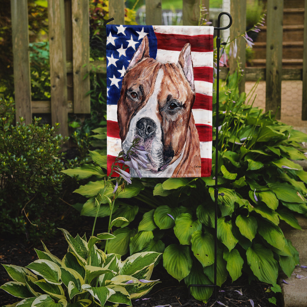 Staffordshire Bull Terrier Staffie with American Flag USA Garden Flag Mailbox Decorative Yard Banner Outside Patio Artwork for Flower Beds, Garden Size, Multicolor