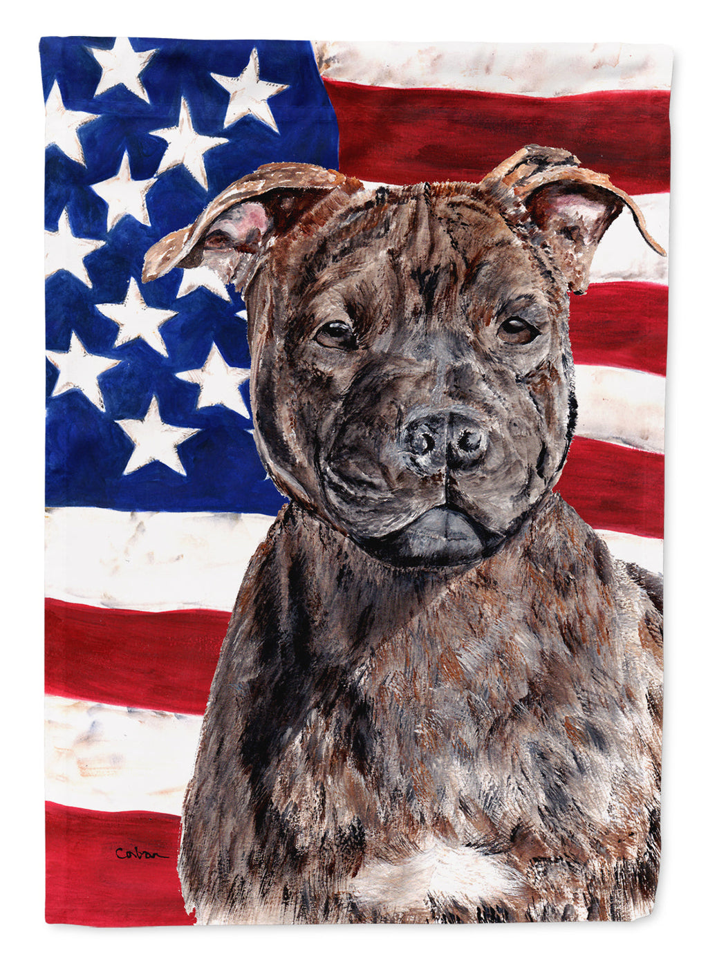 Staffordshire Bull Terrier Staffie with American Flag USA Garden Flag Mailbox Decorative Yard Banner Outside Patio Artwork for Flower Beds, Garden Size, Multicolor