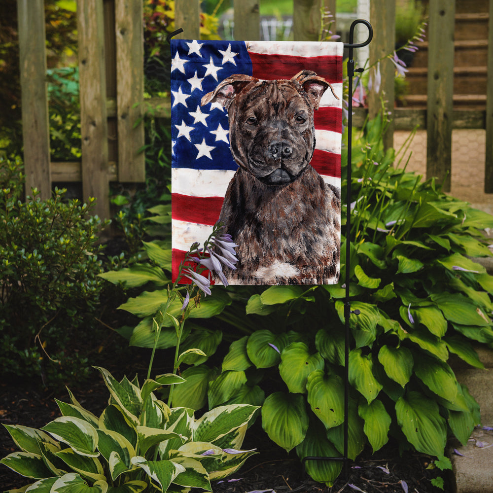 Staffordshire Bull Terrier Staffie with American Flag USA Garden Flag Mailbox Decorative Yard Banner Outside Patio Artwork for Flower Beds, Garden Size, Multicolor