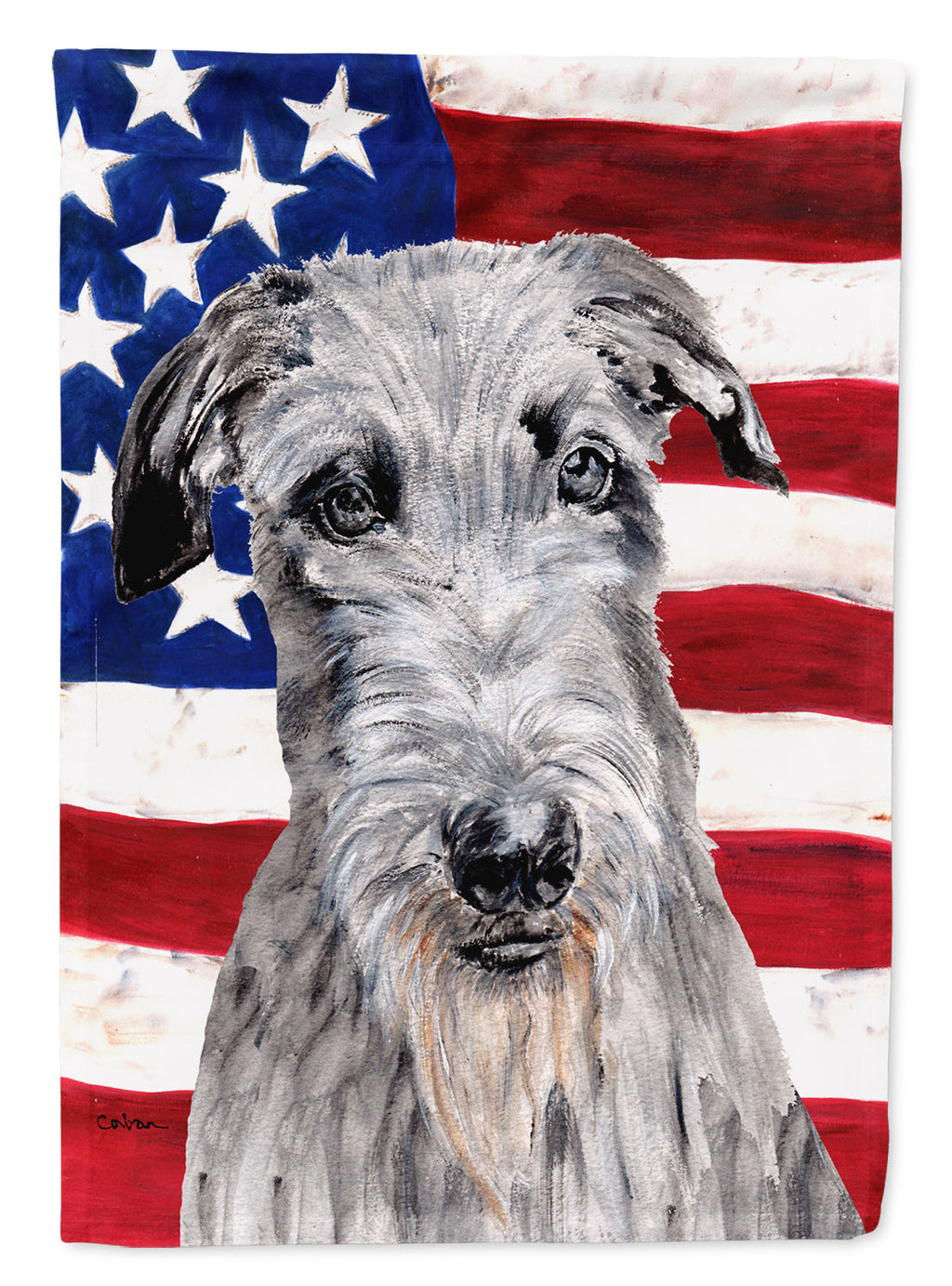 Scottish Deerhound with American Flag USA Garden Flag Mailbox Decorative Yard Banner Outside Patio Artwork for Flower Beds, Garden Size, Multicolor