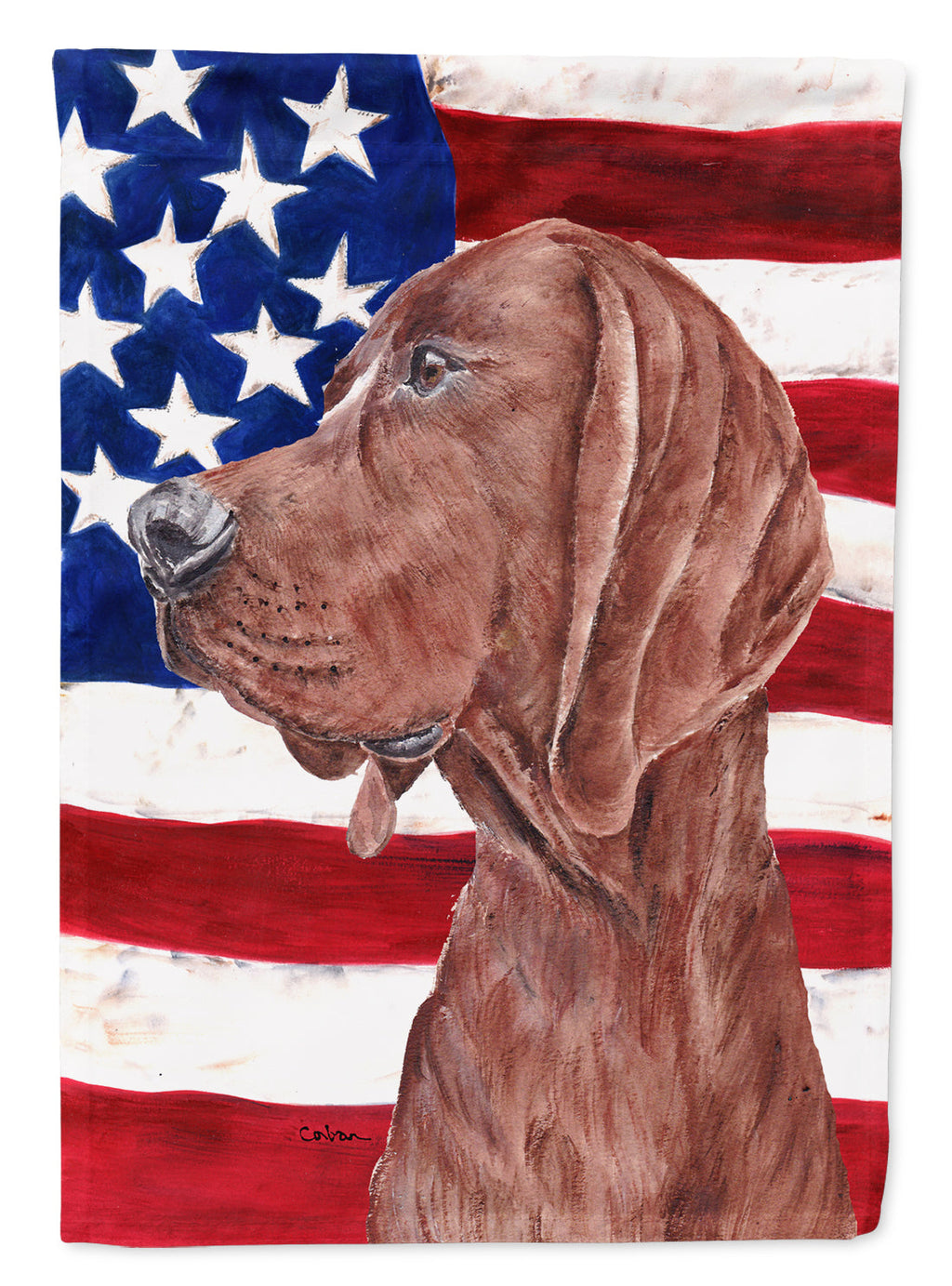 Redbone Coonhound with American Flag USA Garden Flag Mailbox Decorative Yard Banner Outside Patio Artwork for Flower Beds, Garden Size, Multicolor