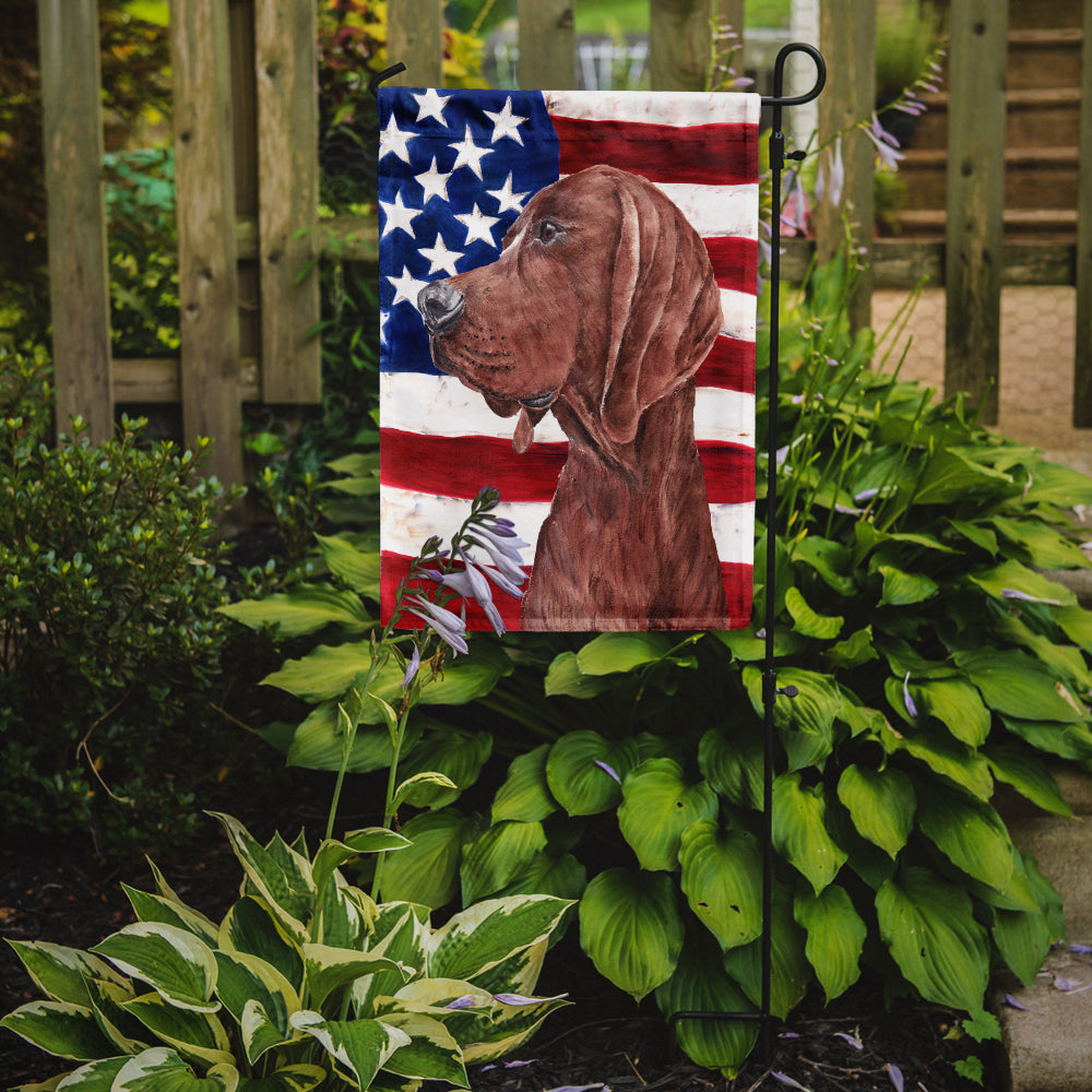 Redbone Coonhound with American Flag USA Garden Flag Mailbox Decorative Yard Banner Outside Patio Artwork for Flower Beds, Garden Size, Multicolor
