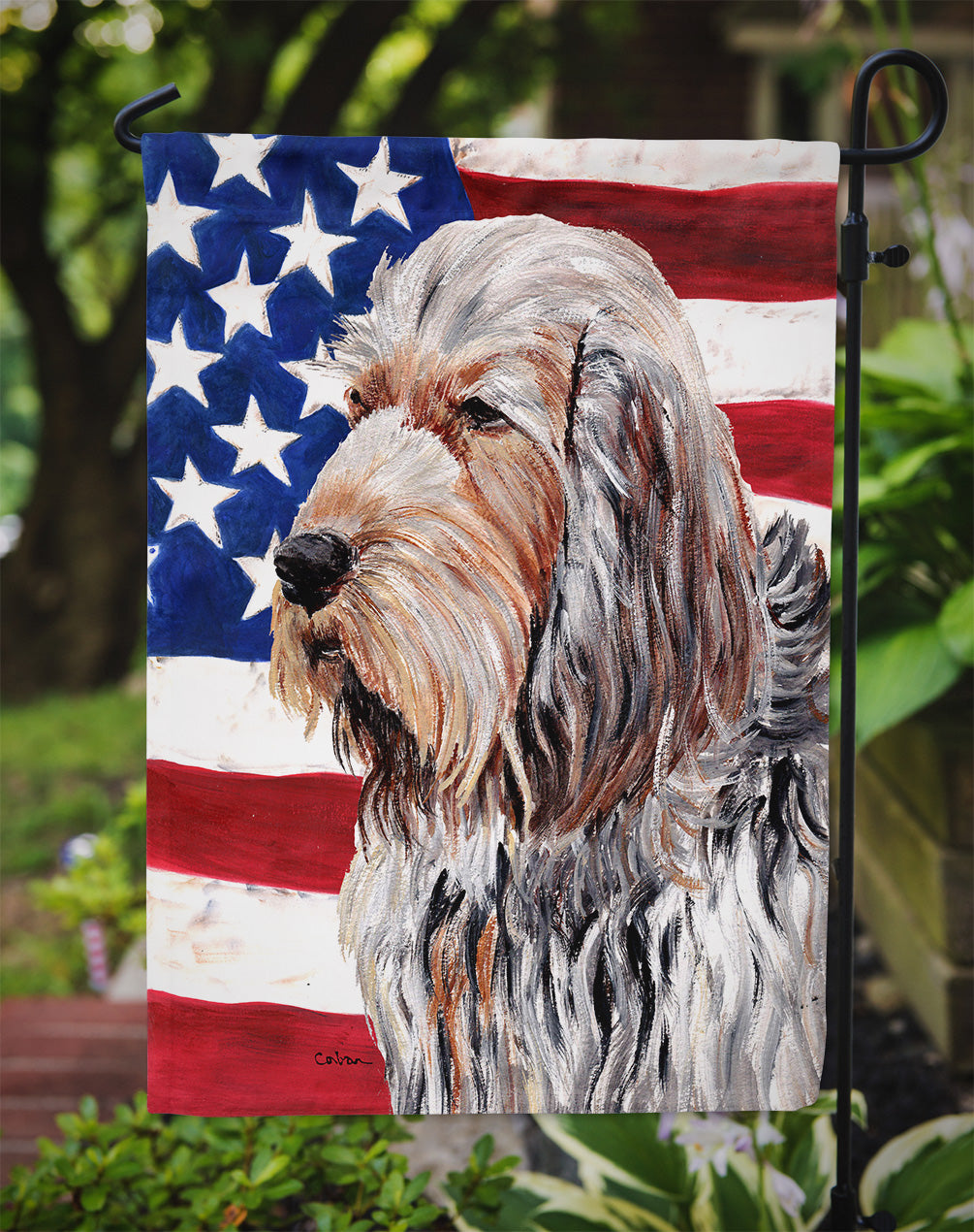 Otterhound with American Flag USA Garden Flag Mailbox Decorative Yard Banner Outside Patio Artwork for Flower Beds, Garden Size, Multicolor