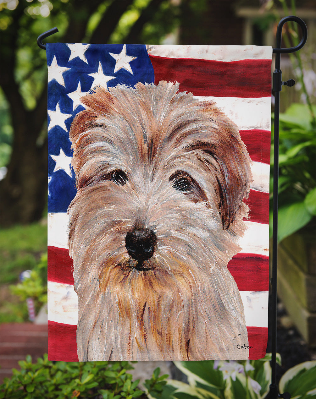 Norfolk Terrier with American Flag USA Garden Flag Mailbox Decorative Yard Banner Outside Patio Artwork for Flower Beds, Garden Size, Multicolor