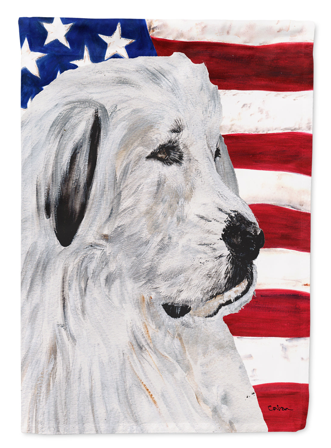 Great Pyrenees with American Flag USA Garden Flag Mailbox Decorative Yard Banner Outside Patio Artwork for Flower Beds, Garden Size, Multicolor
