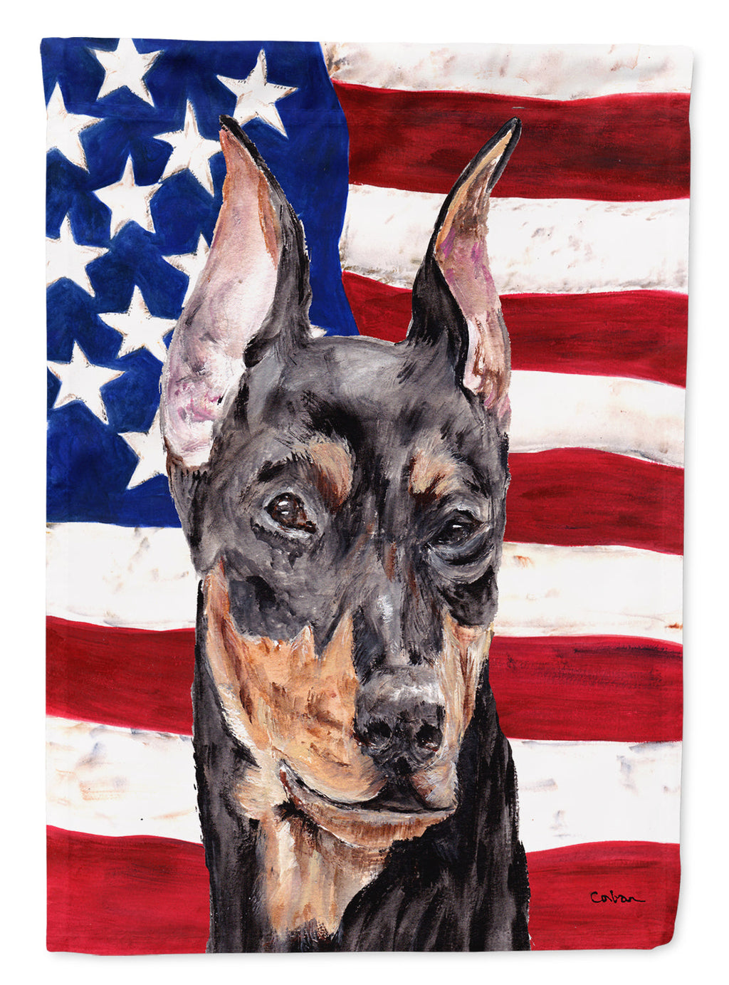 German Pinscher with American Flag USA Garden Flag Mailbox Decorative Yard Banner Outside Patio Artwork for Flower Beds, Garden Size, Multicolor