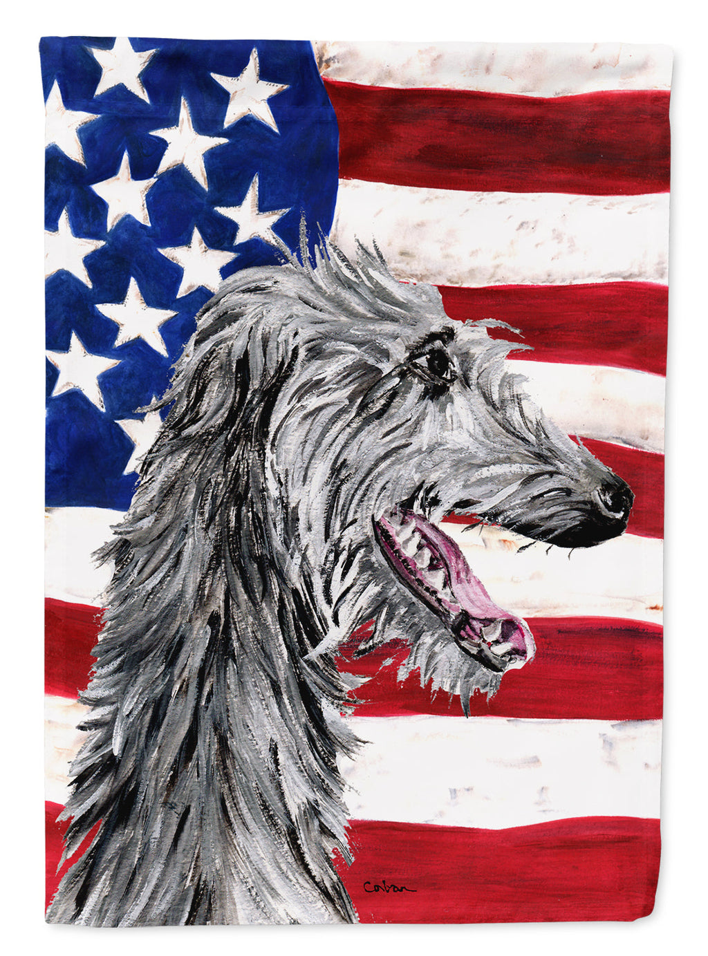Scottish Deerhound with American Flag USA Garden Flag Mailbox Decorative Yard Banner Outside Patio Artwork for Flower Beds, Garden Size, Multicolor