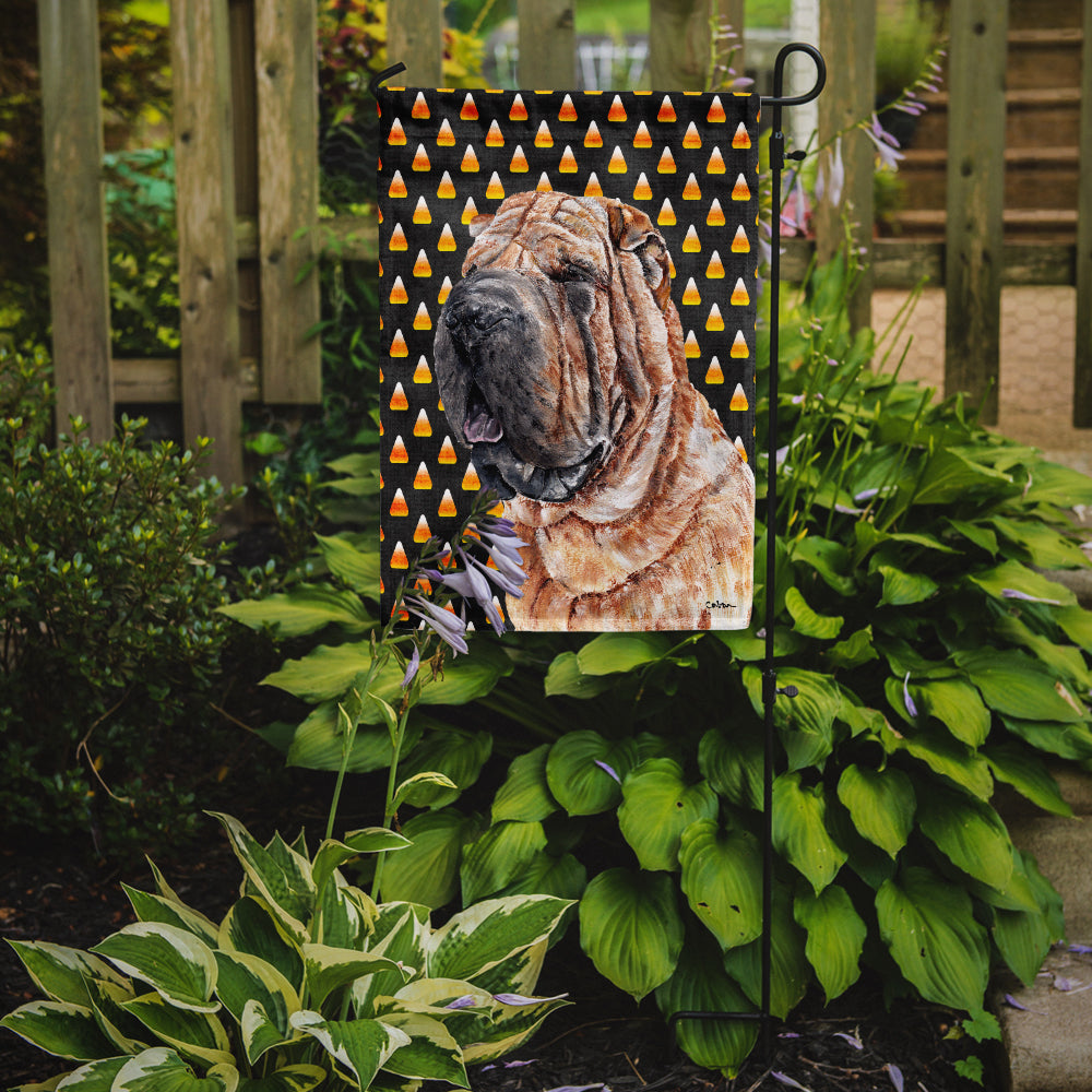 Shar Pei Candy Corn Halloween Garden Flag Mailbox Decorative Yard Banner Outside Patio Artwork for Flower Beds, Garden Size, Multicolor