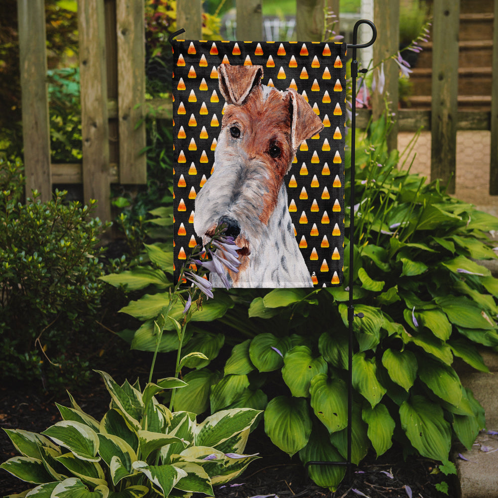 Wire Fox Terrier Candy Corn Halloween Garden Flag Mailbox Decorative Yard Banner Outside Patio Artwork for Flower Beds, Garden Size, Multicolor