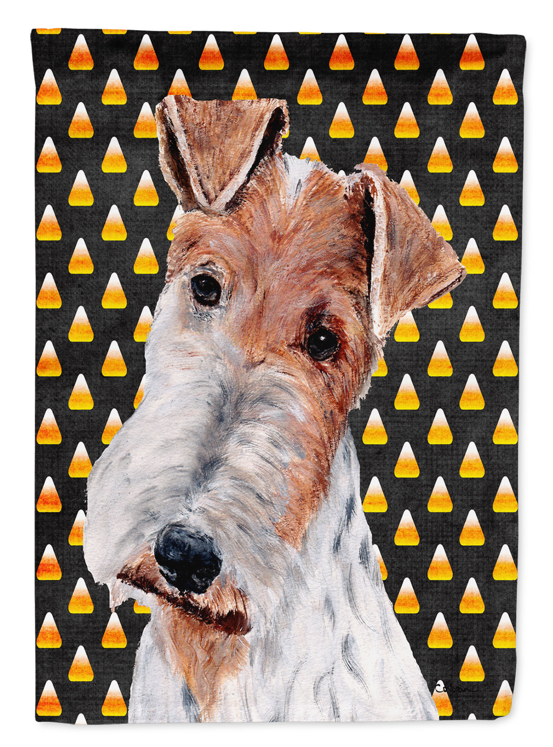 Wire Fox Terrier Candy Corn Halloween Garden Flag Mailbox Decorative Yard Banner Outside Patio Artwork for Flower Beds, Garden Size, Multicolor