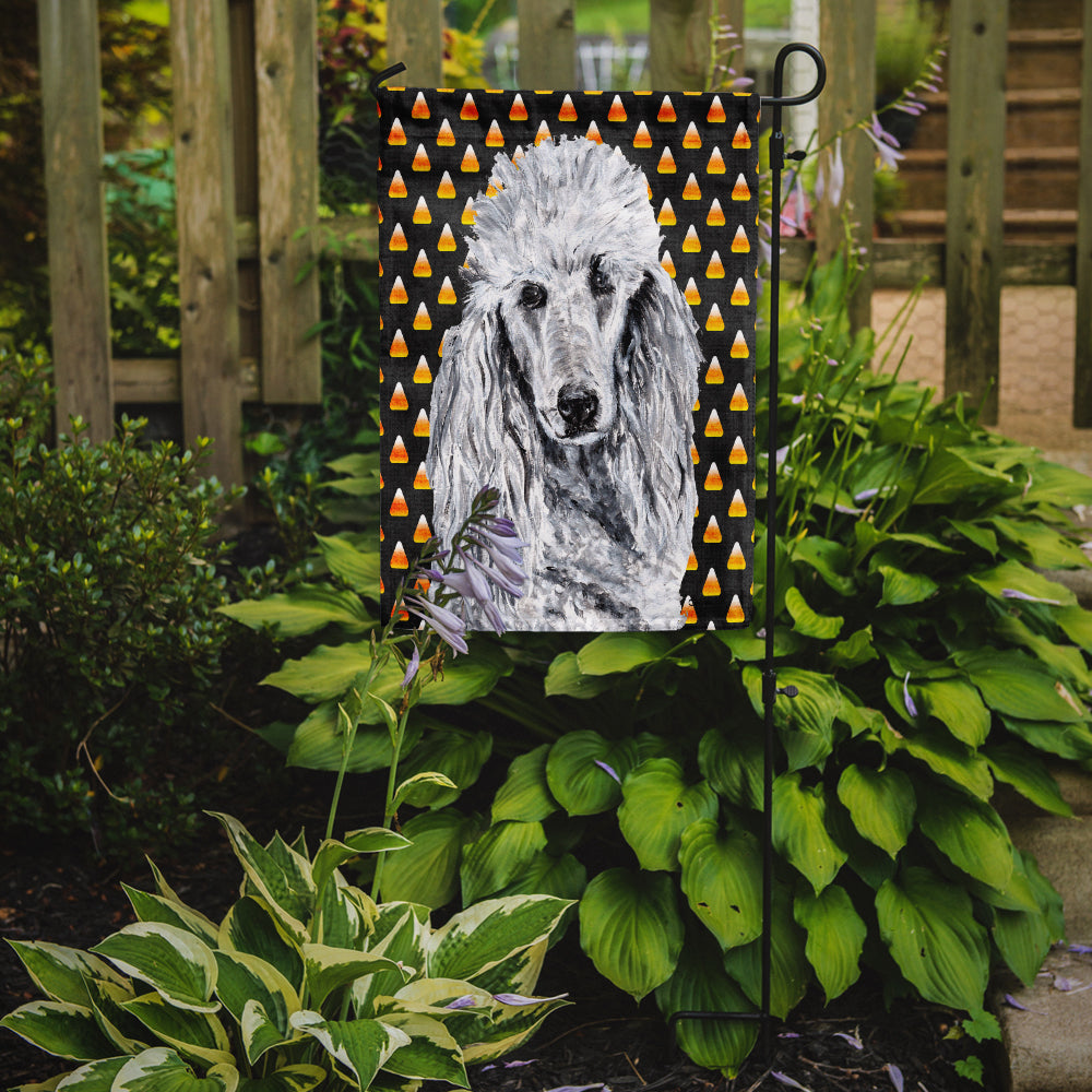 White Standard Poodle Candy Corn Halloween Garden Flag Mailbox Decorative Yard Banner Outside Patio Artwork for Flower Beds, Garden Size, Multicolor