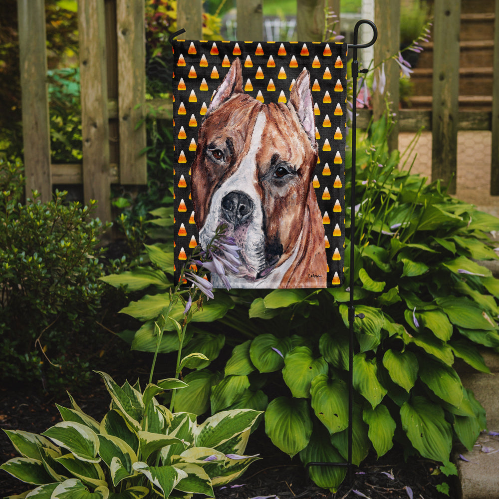 Staffordshire Bull Terrier Staffie Candy Corn Halloween Garden Flag Mailbox Decorative Yard Banner Outside Patio Artwork for Flower Beds, Garden Size, Multicolor