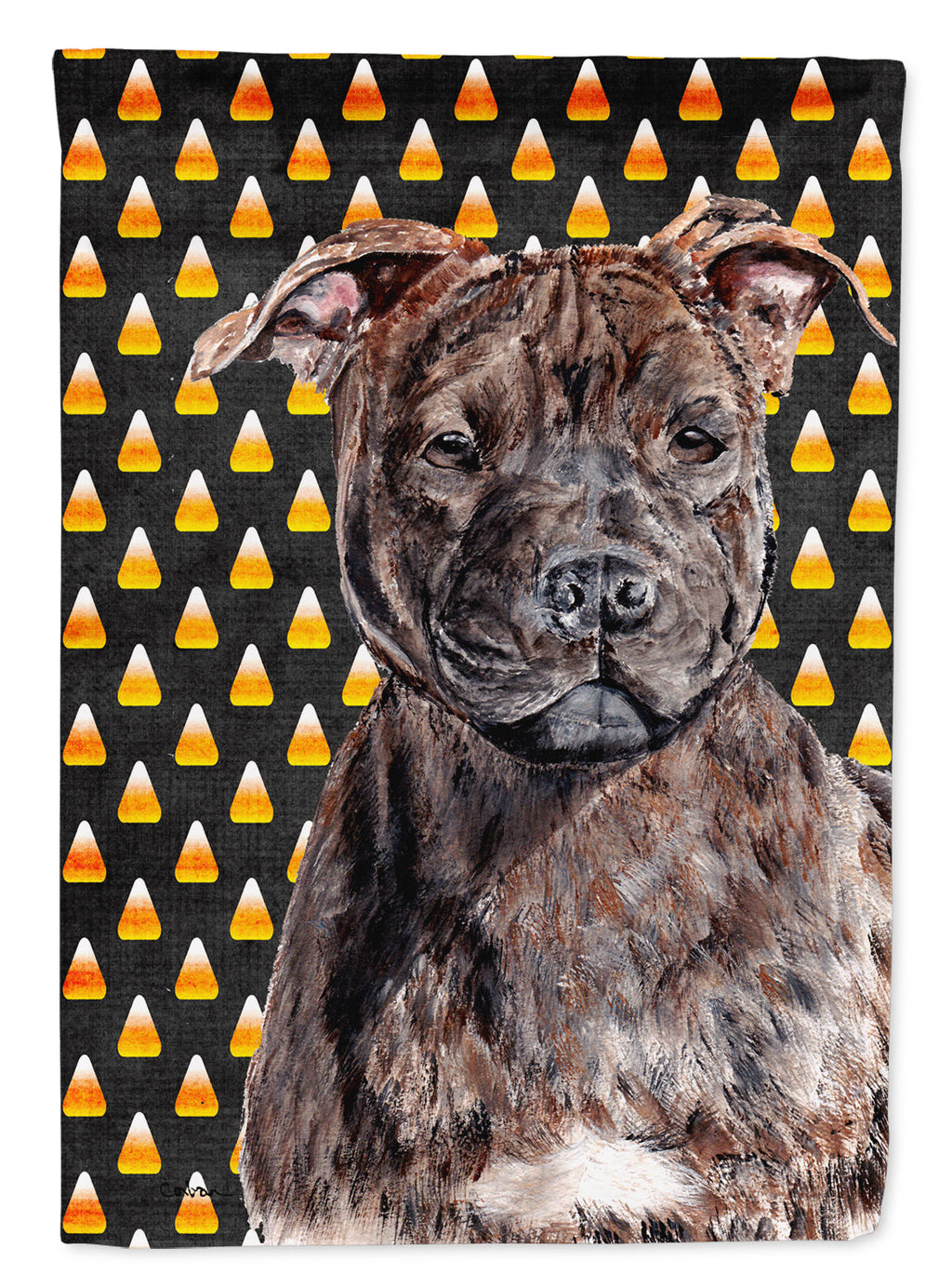 Staffordshire Bull Terrier Staffie Candy Corn Halloween Garden Flag Mailbox Decorative Yard Banner Outside Patio Artwork for Flower Beds, Garden Size, Multicolor