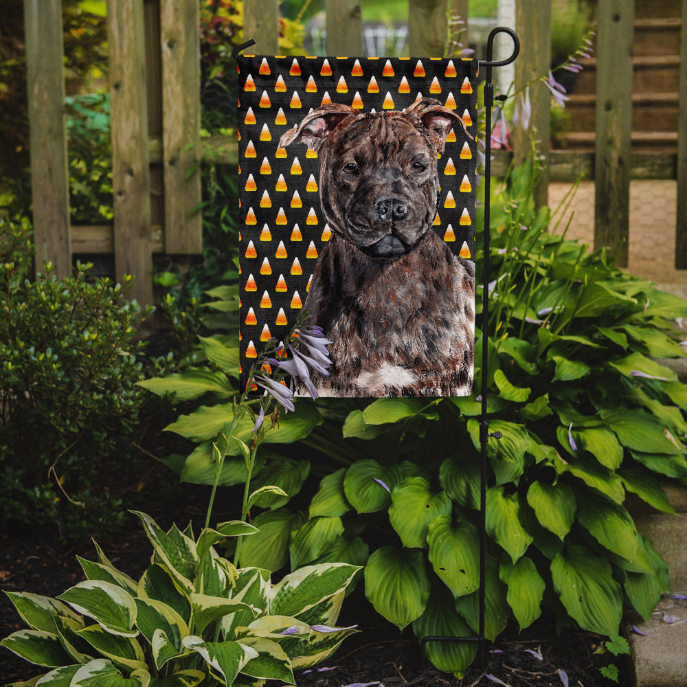 Staffordshire Bull Terrier Staffie Candy Corn Halloween Garden Flag Mailbox Decorative Yard Banner Outside Patio Artwork for Flower Beds, Garden Size, Multicolor