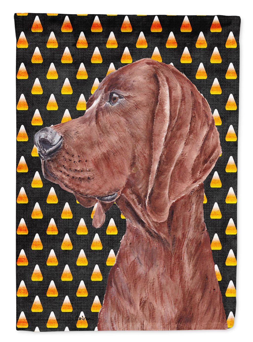 Redbone Coonhound Candy Corn Halloween Garden Flag Mailbox Decorative Yard Banner Outside Patio Artwork for Flower Beds, Garden Size, Multicolor
