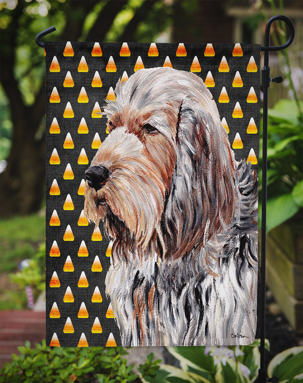 Otterhound Candy Corn Halloween Garden Flag Mailbox Decorative Yard Banner Outside Patio Artwork for Flower Beds, Garden Size, Multicolor