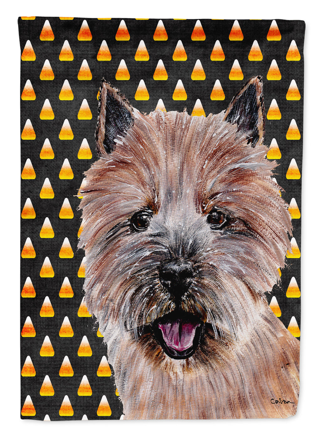Norwich Terrier Candy Corn Halloween Garden Flag Mailbox Decorative Yard Banner Outside Patio Artwork for Flower Beds, Garden Size, Multicolor
