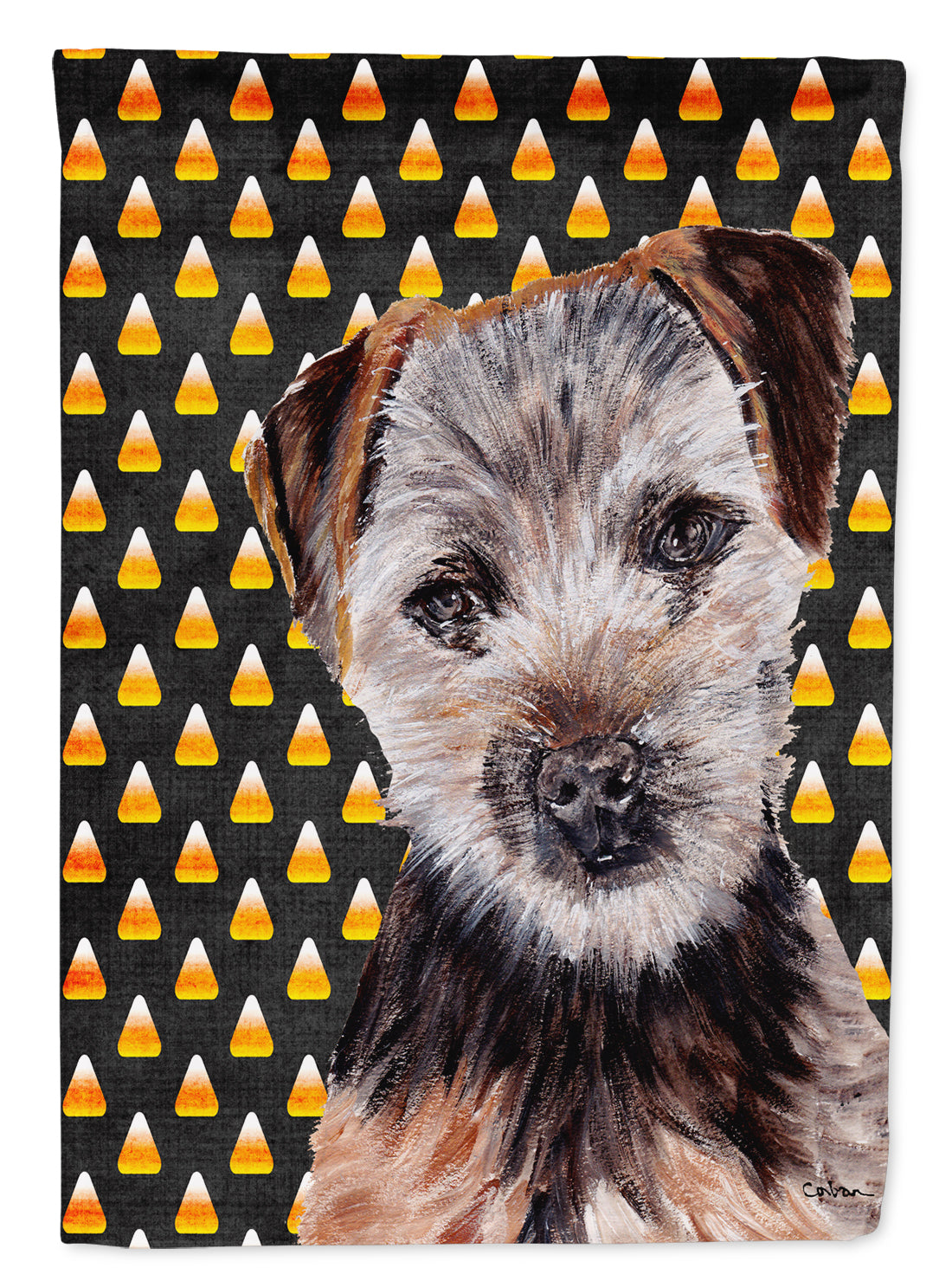 Norfolk Terrier Puppy Candy Corn Halloween Garden Flag Mailbox Decorative Yard Banner Outside Patio Artwork for Flower Beds, Garden Size, Multicolor